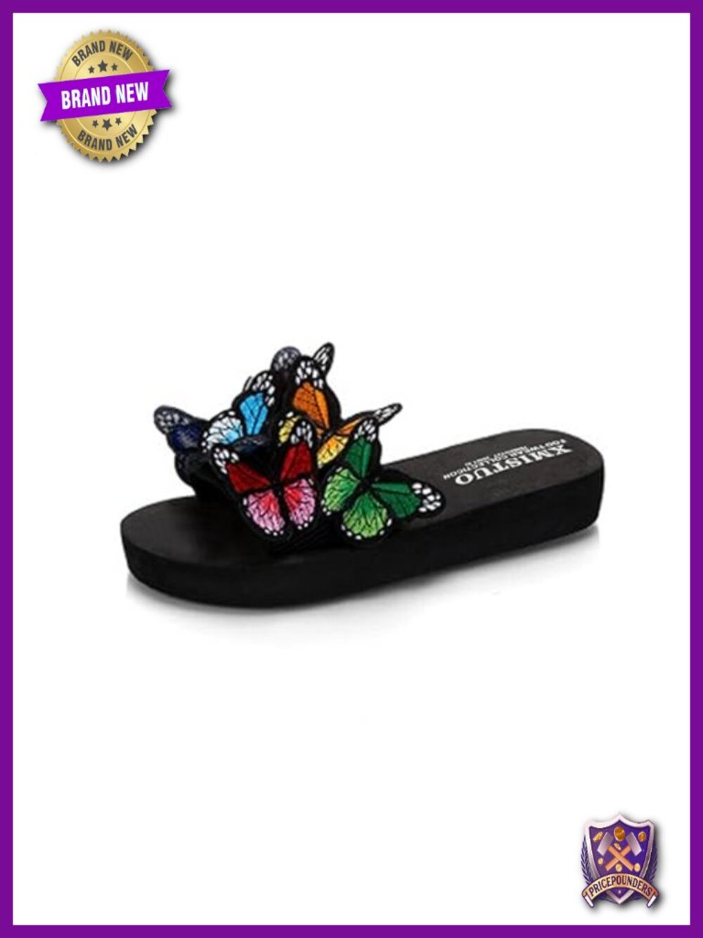 Butterfly Platform Slide Sandals Flat Low Heel Non-slip Casual Beach Summer